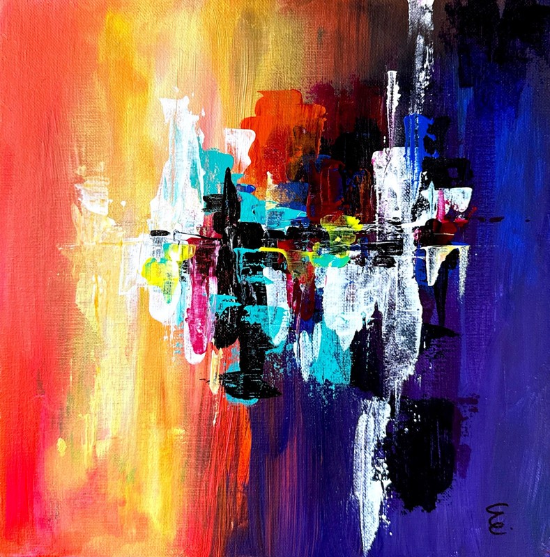 Original Abstract Art Painting "Rainy Day..." Acrylic Signed Canvas Board 12x12 gallery