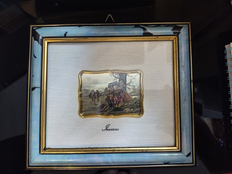 Vintage Creazioni Artistiche painted sterling Silver Framed Italy Scenery…