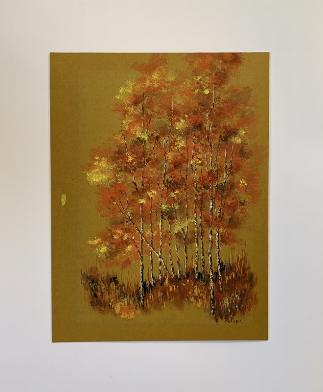 Original Vtg Painting Landscape Aspen Trees Barbara Fuqua Littleton Colorado