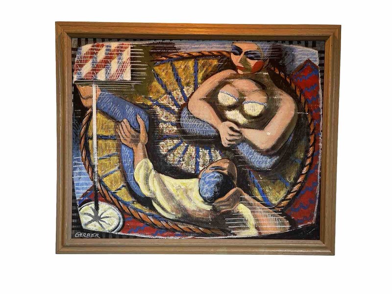 Jack Gerber (American, b. 1927 – d. 2021) Two People Talking painting