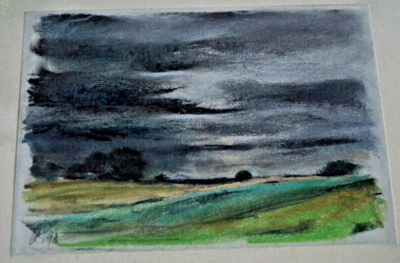 Franz Ehmke 1928 – 2018 DDR Painter Cloudy Evening Sky With Full Moon In Lübars