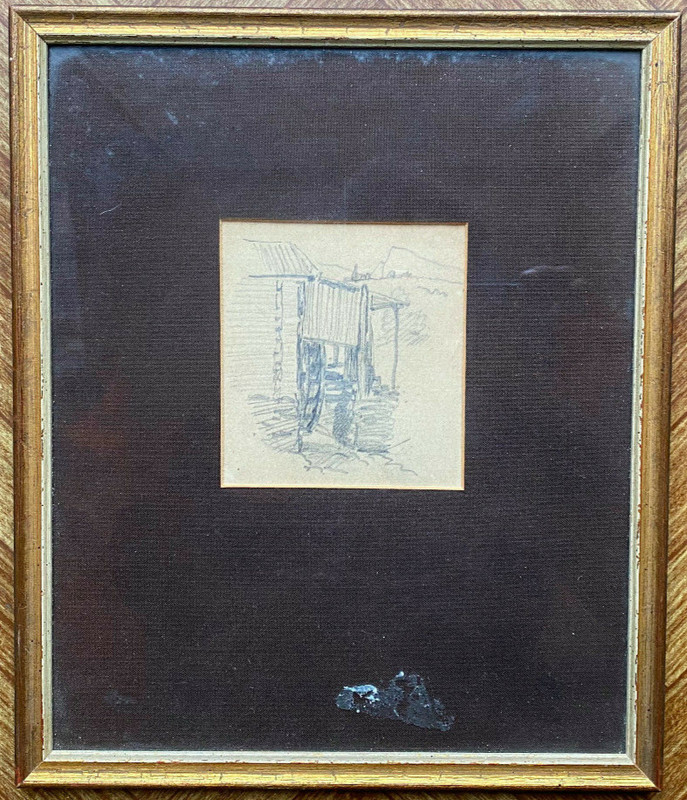 Antique Drawing Frame With Sketch Sheet By L. Neubert 1846 And Location Details