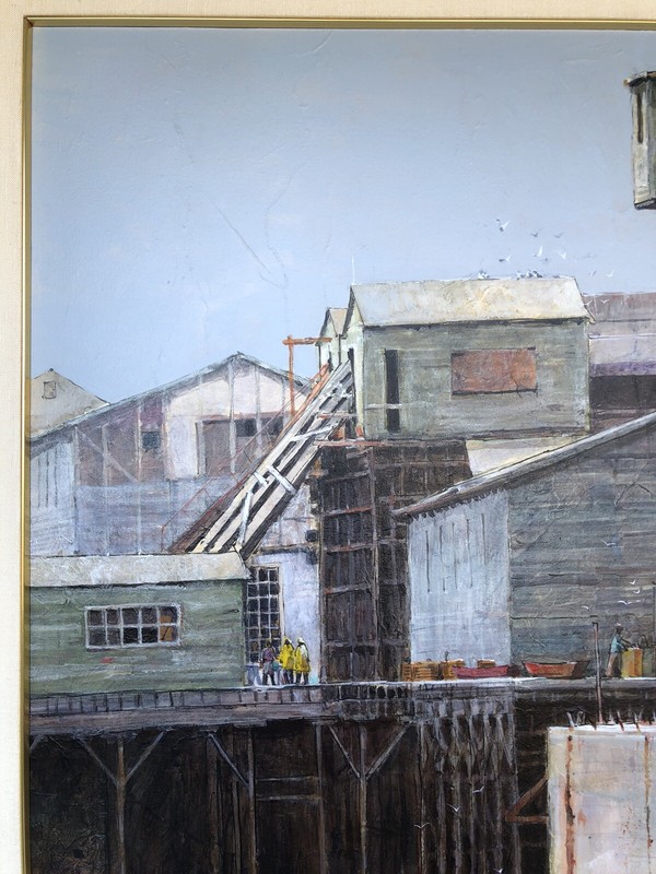 LARGE VINTAGE PAINTING “MONTEREY MEMORY” GERALD F. BROMMER CA LISTED ARTIST USA gallery
