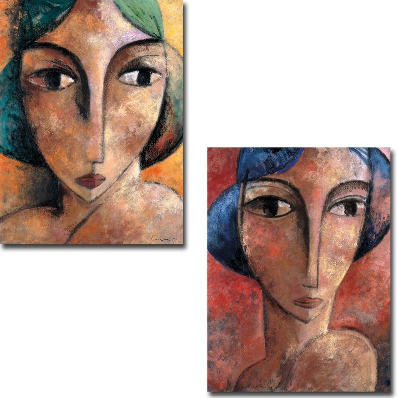 La Mirada & Blue Hair by Lourenco 2-pc Gallery Wrap Canvas Giclee Set (24×18 ea)