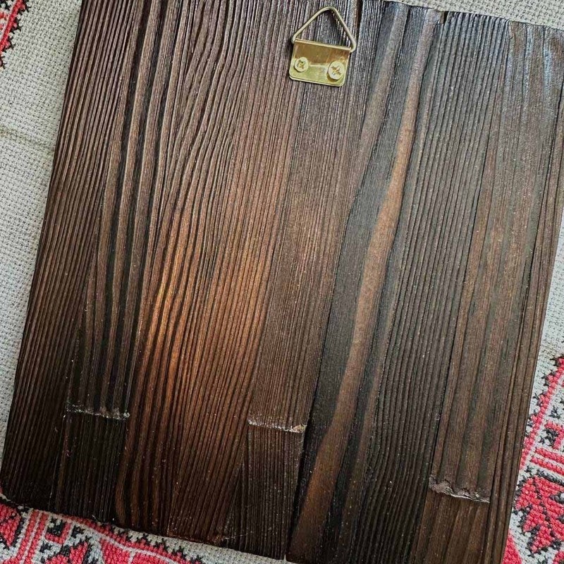 Ukranian Wooden Panel with Hanging on the Wall "Cossack Mamai" 15 x 15 cm gallery