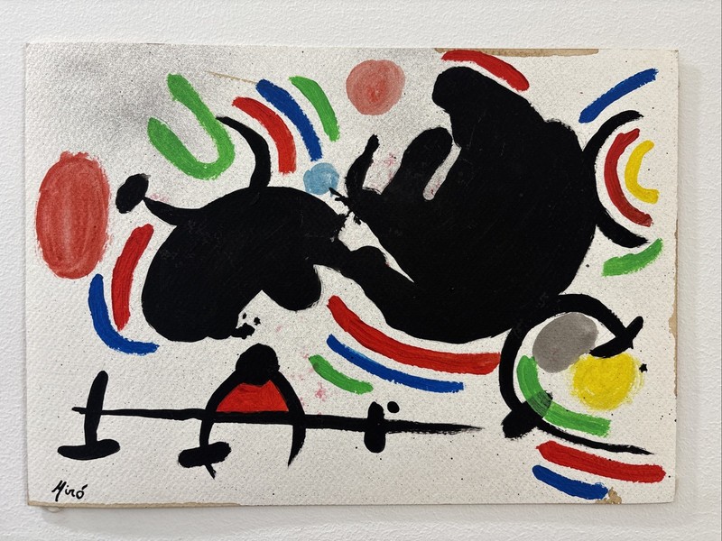 Joan Miró (Handmade) Drawing On old Paper Signed & Stamped Mixed Media