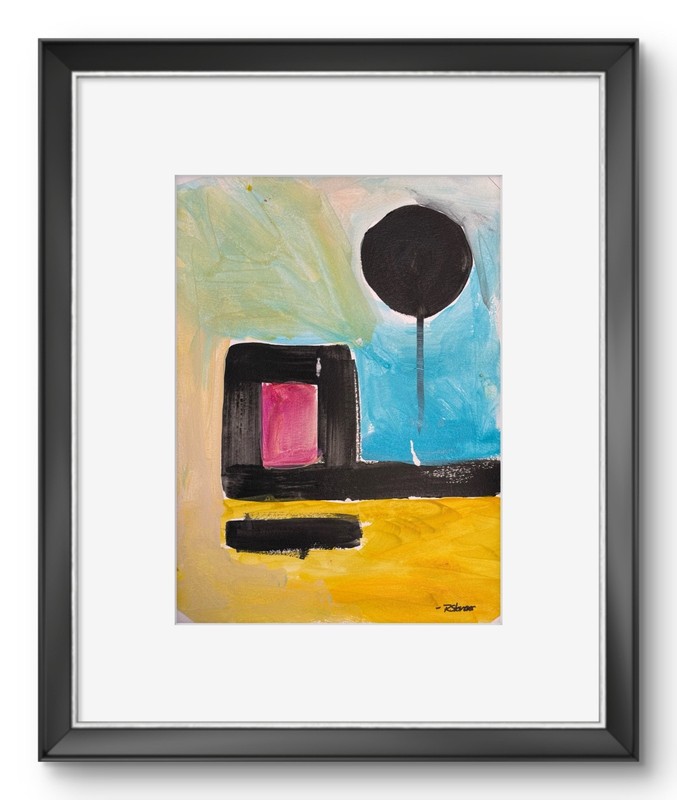 Contemporary Abstract Painting Textured Paper 12×16 R Stevens