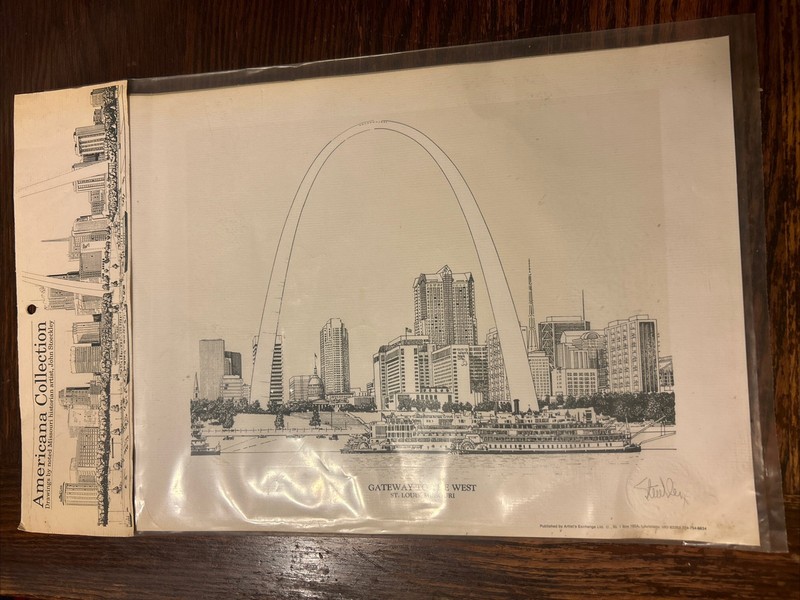 RARE: John Bolton Stoeckley Gateway To St. Louis Arch Signed 15”X 12”