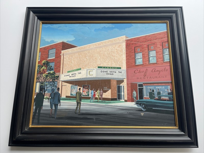 AMERICAN REGIONALISM PAINTING ILLUSTRATION GONE WITH THE WIND MOVIE THEATRE