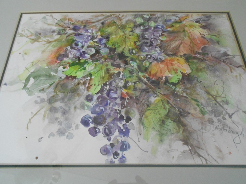 ***CAROLYN HOLLABAUGH*** ORIGINAL WATERCOLOR PAINTING/ GROUPING OF GRAPES/ SBA
