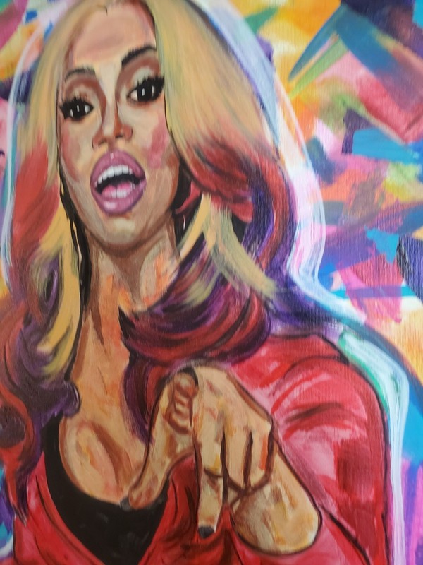 Cardi B Inspired Pop Art Original Acrylic Painting 16x20 Colorful Celeb. gallery