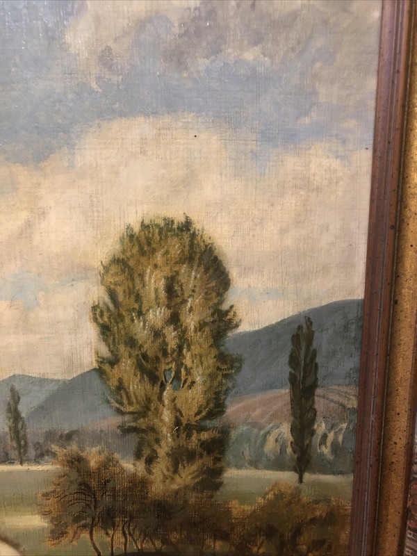 Original R. Jensen? Mid Century Oil On Board Landscape Painting Sweden 20” X 25” gallery
