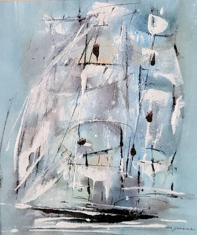 Morris Graves Painting Sailing Ship Signed American Modernist Art RARE