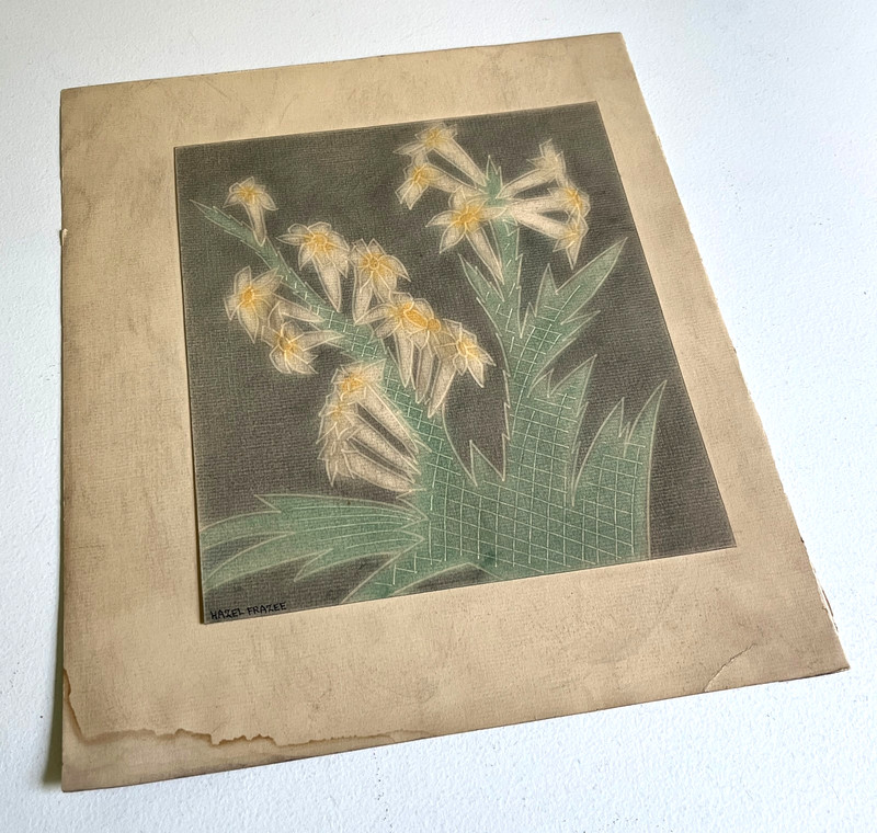 Antique Signed Hazel Frazee Textured Watercolor Painting gallery