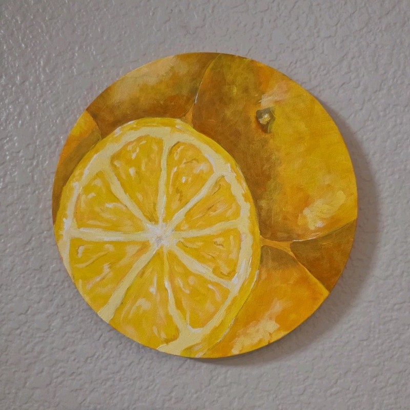 Original Painting of Lemons Food Nature Fruit Yellow Acrylic Painting Art