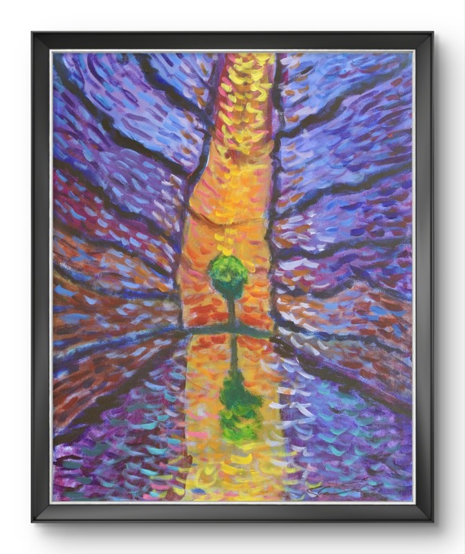 ShawNshawN Canyon Original Painting on Canvas 16×20 Tree Impressionist Art