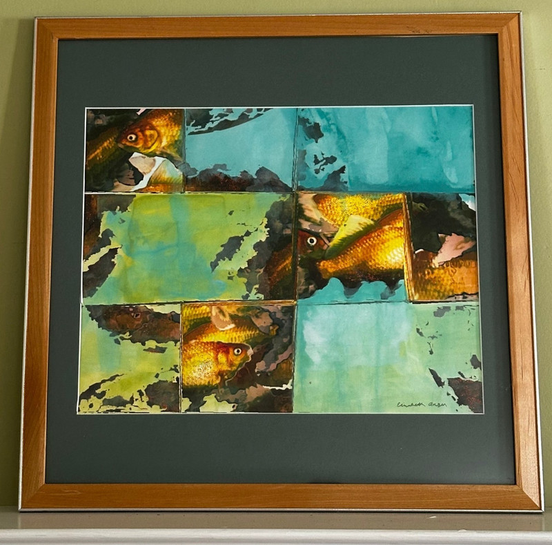 Mixed Media Collage Original Art Signed 15×19″ Framed Matted under Glass NICE!