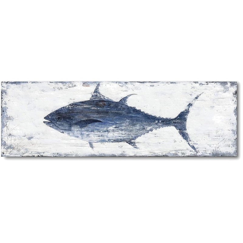 Abstract Coastal Fish Art – Hand-Painted Canvas