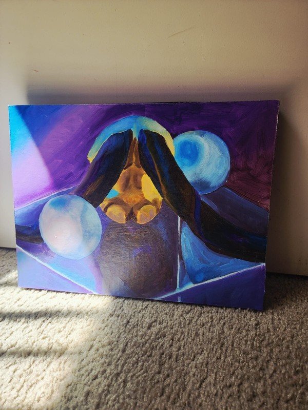 16 x 12 x 3 in. still life of an animal skull, oil painting on cardboard gallery