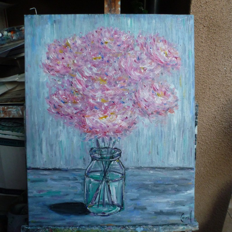Delightful Dahlias 16x20 Floral art original oil painting NEW signed Crowell gallery