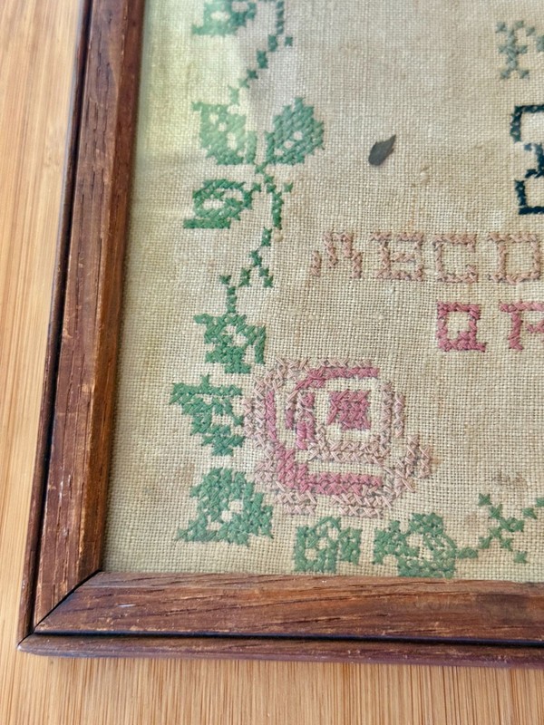 Antique Early Century Framed Embroidered Art A Ship Is A Breath of Romance That gallery