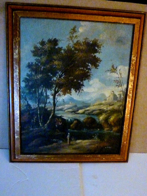 Framed 18th Century Italian Landscape Oil on Canvas