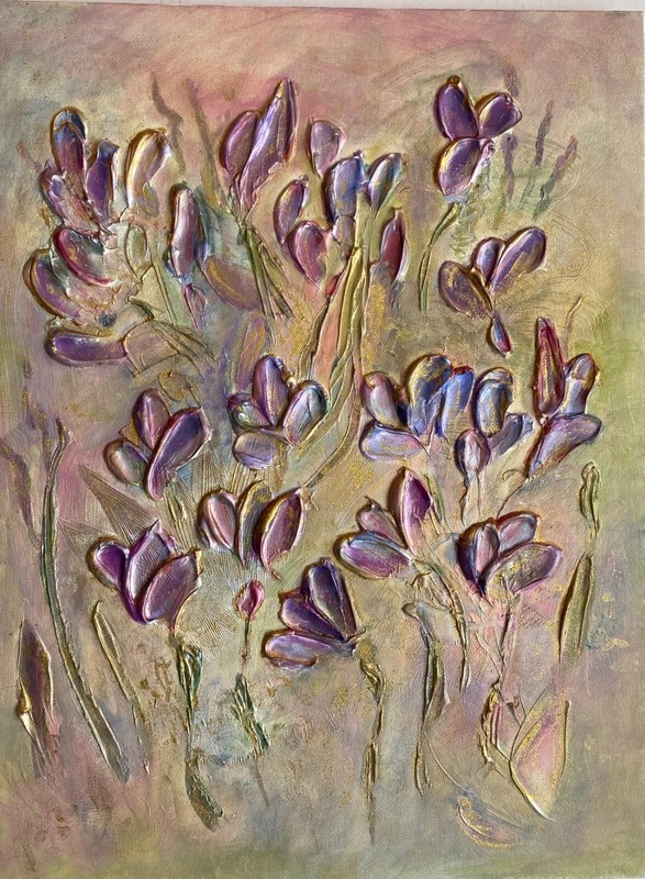 Floral Acrylic Textured painting on canvas, 18inches x 24 inches