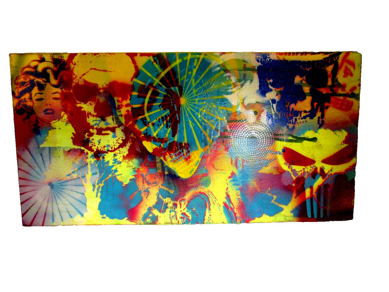 12X24 Original painting MUSK YAI Modern GRAFFITI Abstract PUNISHER MEDUSA OOAK