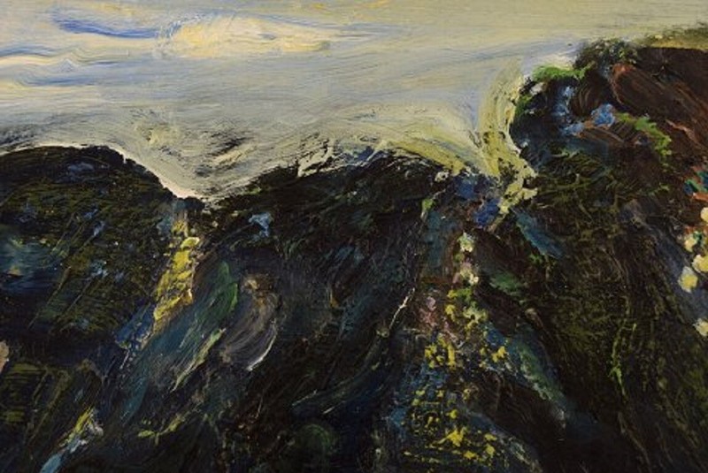 Rolf Nygren, Swedish painter. Oil on board. Modernist landscape. 1960's gallery