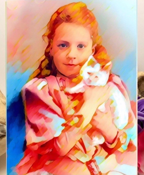 Miniature ACEO Painting Portrait “Girl With Pet Cat” Artist Signed 2.5×3.5”