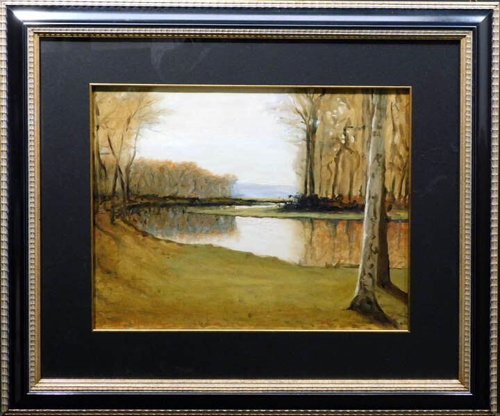 James Thorpe Fall River II Hand Signed Original Oil Paper w/custom frame