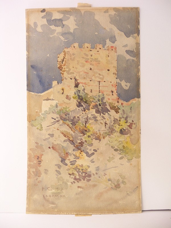 1913 Taormina Sicily Watercolor Painting by Frederic Crowninshield