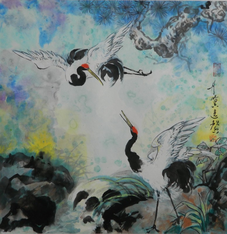 Fine Art, signed original Chnese Brush painting, unframed «Calling»