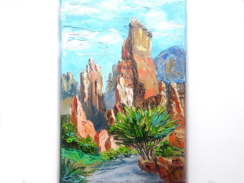Original Oil Painting Gods Garden Art Red Rocks Colorado Nature Park