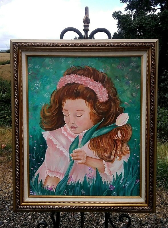 Pretty Red Headed Young Girl, Original Oil Painting. Signed, Framed & Excellent gallery