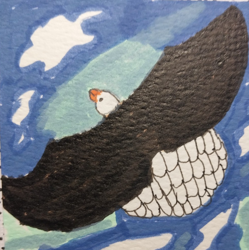 GAT Eagle Signed Whimsical Bird Painting Impressionist Artwork Mini Home Decor