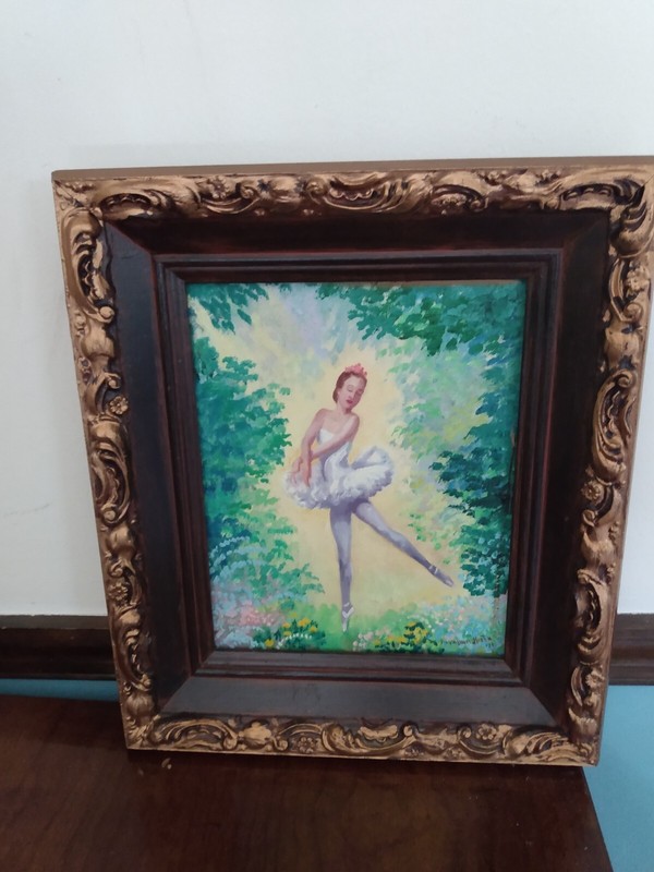 1973 Artist Signed Oil Painting Artwork Art Framed Ballerina Ballet Dancer Dance gallery