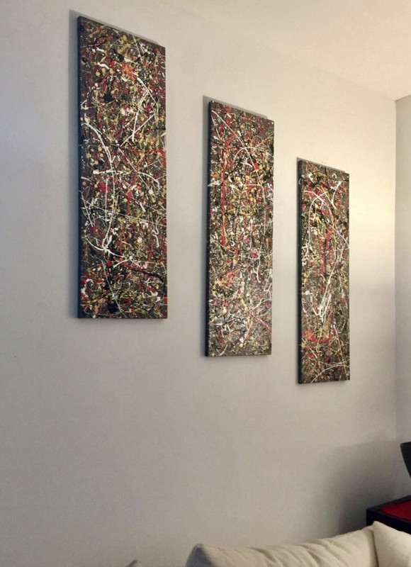 ‘The Release’ Large Textured Abstract Acrylic Painting: Set of Three 1×3’ Panels
