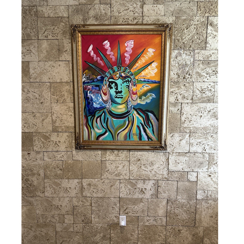 Diez Delta Head Original Abstract Statue of Liberty Acrylic Painting 30×40 2007