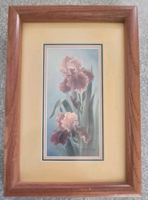 Glynda Turley Iris Painting sign Print with 8 inch x 11 inch in Wood Frame
