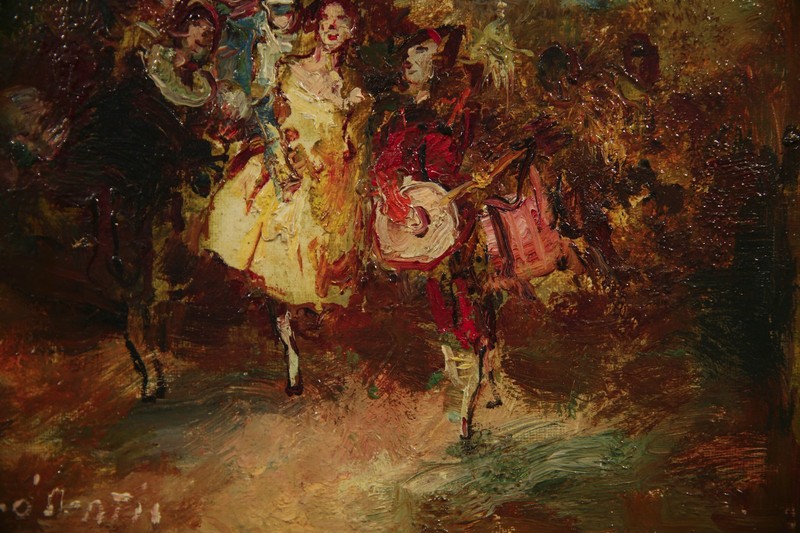 20th Century Spanish Painting Parade/Party Scene with Dancers and Musicians gallery