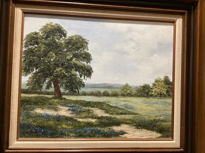 Large Texas Bluebonnet Landscape Oil Painting, Texas Artist Fran Bangs