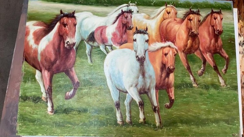 24X36 Inches Horses Running on Grass Oil Painting