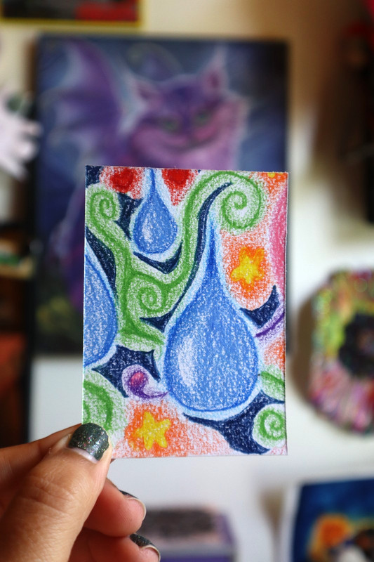 ACEO original art card graphic illustration 2.5 x 3.5 colored pencil «Whimsy #3»