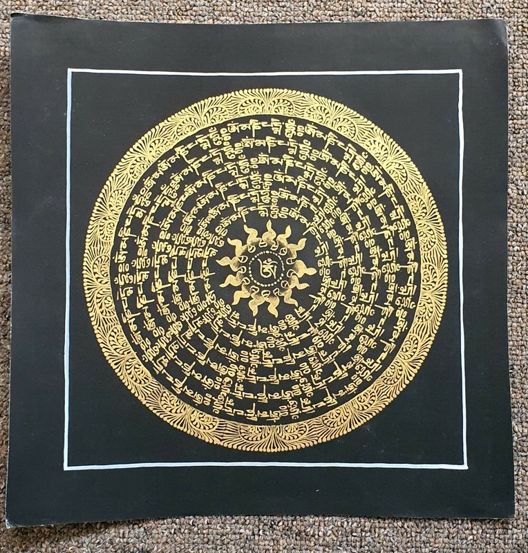 High Quality Buddha Mantra Mandala- painted by Lama