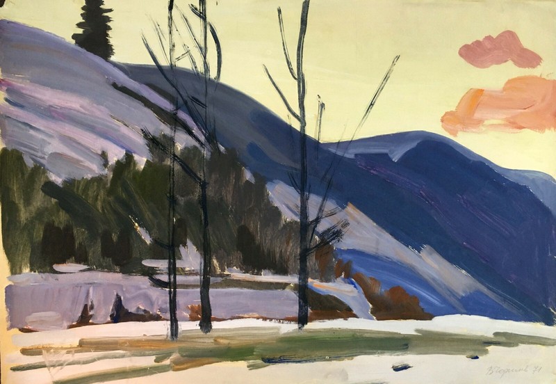 Gouache Painting Autumn Landscape Chernikov Vladimir Original Collection n953