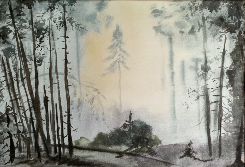 Arisa Strazds – «Foggy morning» – paper/watercolor, 21×30 cm