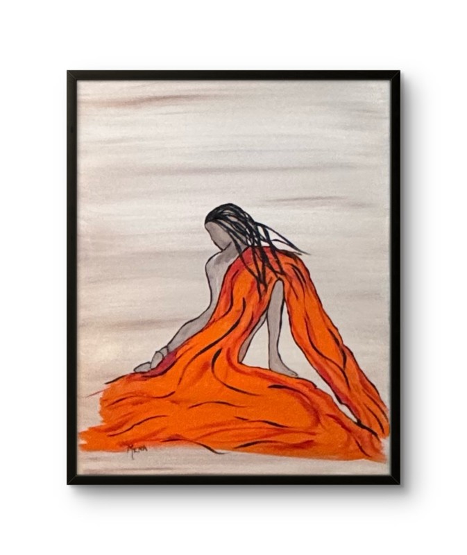 Woman Flowing Brightly #4 – 14X11 Original Acrylic Modern Art on Canvas by Mena