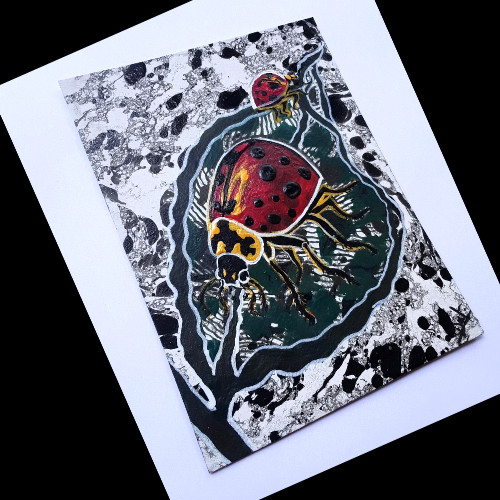 ACEO Original Acrylic New Animals Painting Ladybird Art Card 100% Hand Made OOAK gallery