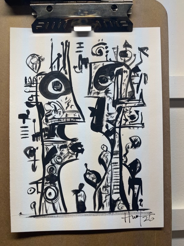 Original and Unique Abstract Art Painting Acrylic On Paper Artwork 9x12 ooak gallery